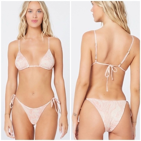 L*SPACE Shimmer All Swirled Up Brittany Bikini Top Lennox Bottom in Blush Medium - Picture 1 of 12